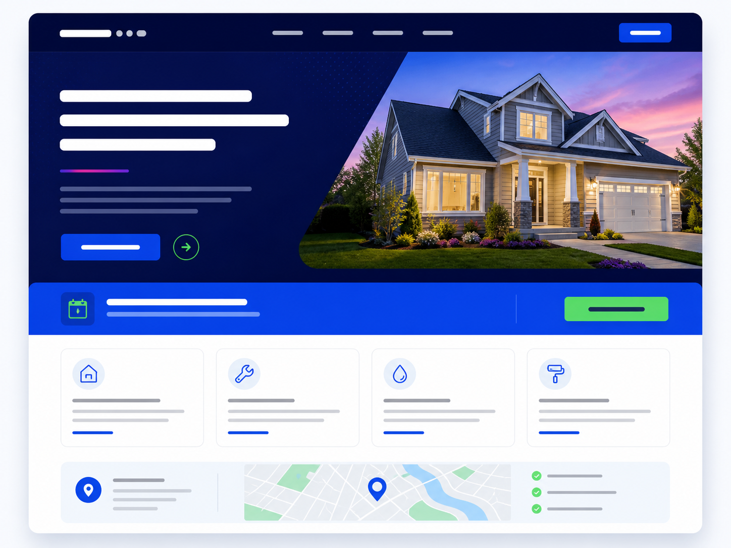 Local service landing page concept webpage mockup